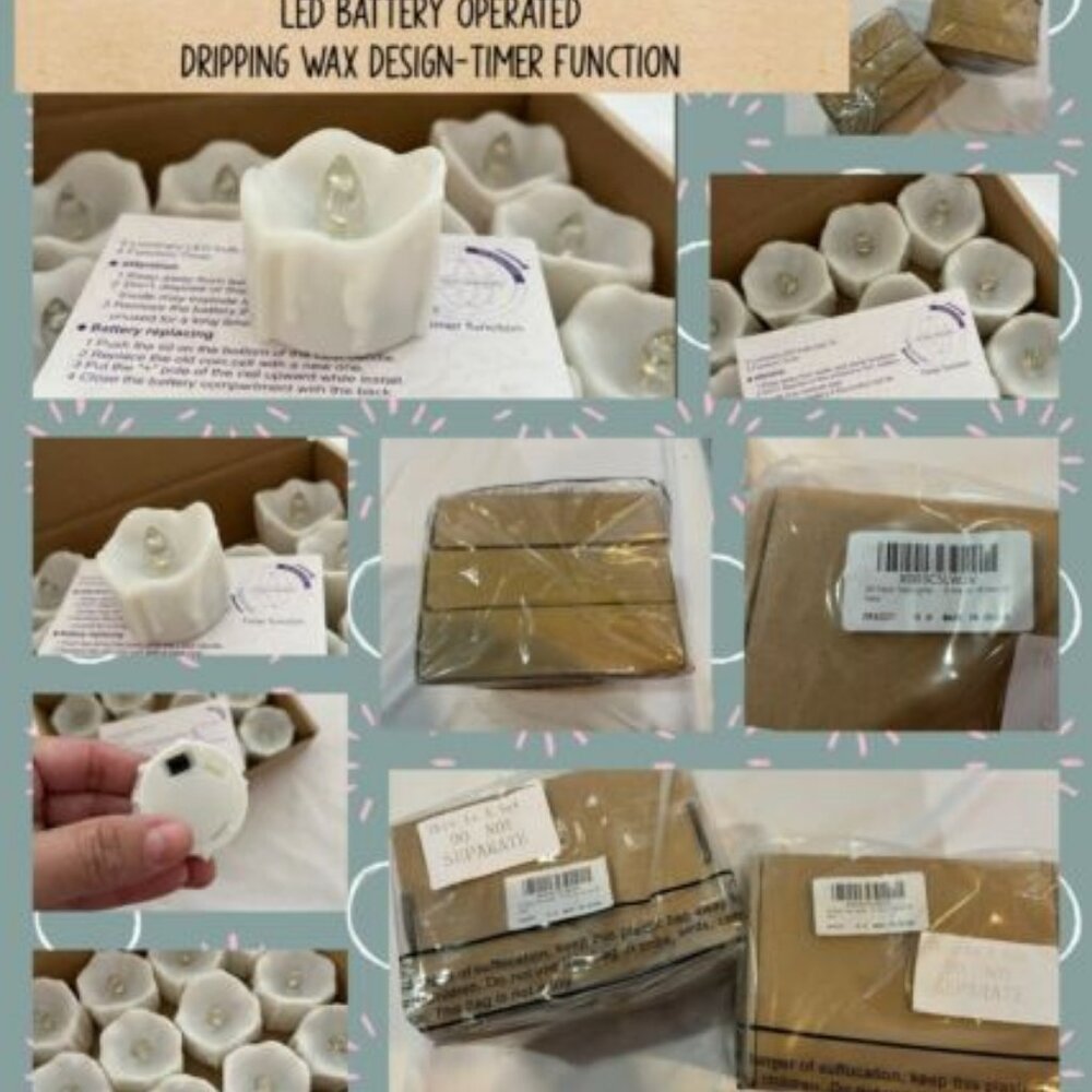 Real Flickering Flameless-Tea Light Candles-LED Battery w/Timer-Drip Wax-12 Pack